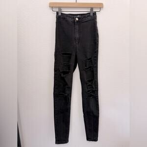 Missguided Black Ripped Skinny Jeans size 0